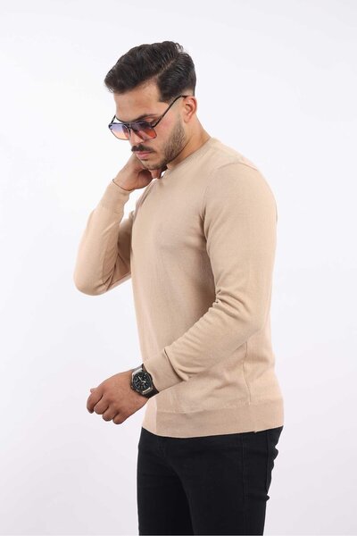 rugatchi Men's Crew Neck Classic Plain Knitwear — 100% Cotton, Stylish & Comfortable Sweater