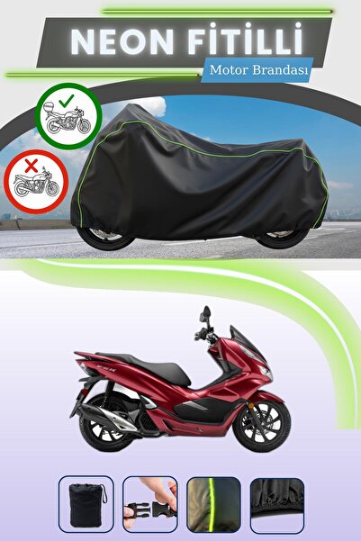 Cemku Shade Siyah Arka Çanta Uyumlu Neon Fitilli Honda PCX125 Uyumlu Motor Brandası