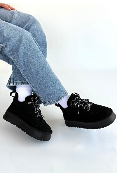 Erbilden Muden Siyah Süet Bağcıklı Bot