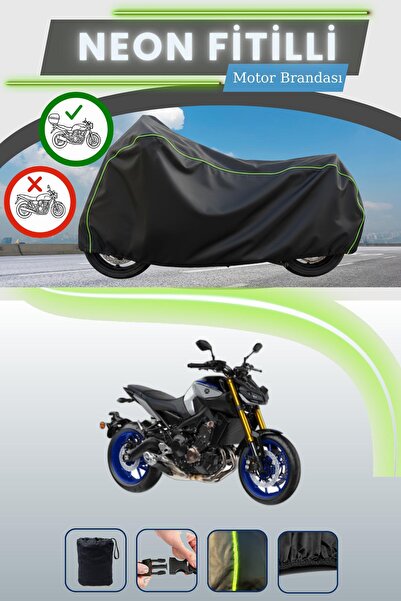 Cemku Shade حقيبة خلفية سوداء متوافقة مع قماش نيون فليت المتوافق مع ياماها MT-09