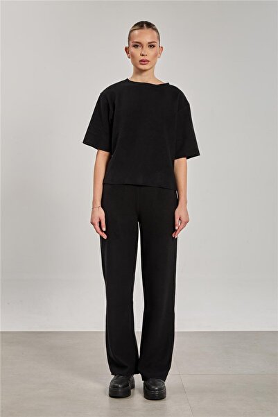 BARRELS AND OIL Women's Short Sleeve Thessaloniki Two-Piece Set - Black