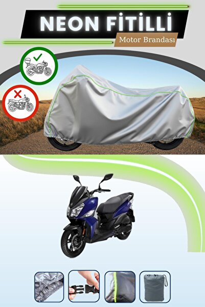 Cemku Shade حقيبة خلفية رمادية متوافقة مع قماش نيون فايبر SYM Jet 14 200i الم...