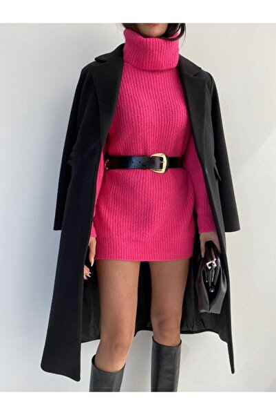 Moda İkra Pocket Detailed Lined Single Button Cashmere Coat