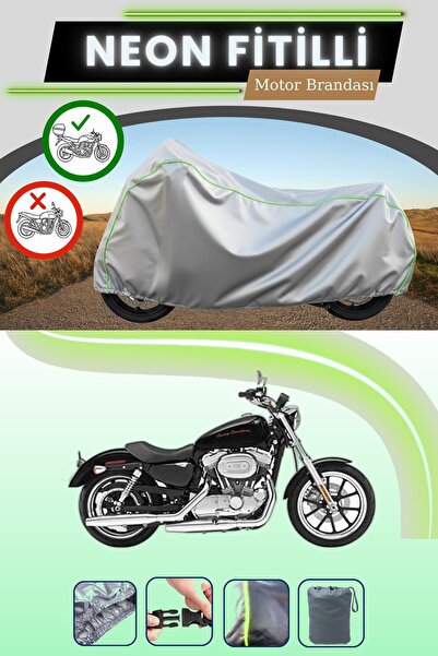 Cemku Shade حقيبة خلفية رمادية متوافقة مع قماش نيون فليتلي هارلي ديفيدسون سبورتستر 883 منخفضة التوافق للدراجات النارية