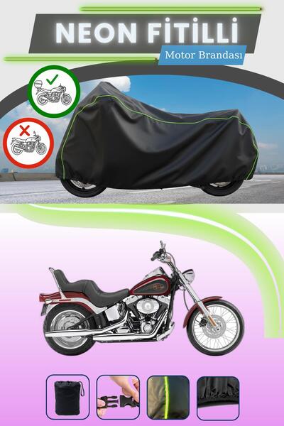 Cemku Shade حقيبة خلفية باللون الأسود النيون قماش مجدّل متوافقة مع هارلي ديفي...