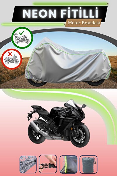 Cemku Shade حقيبة خلفية رمادية متوافقة مع قماش نيون فليتلي ياماها YZF R1 المت...