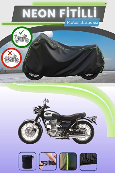 Cemku Shade حقيبة خلفية سوداء متوافقة مع قماش المحرك المتوافق مع نيون فيتيل كاواساكي دبليو 800