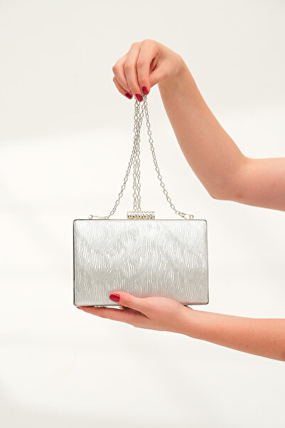 ROZA CANTA Geantă de seară ondulată argintie pentru femei
