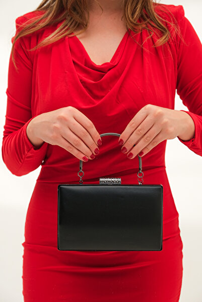 ROZA CANTA Γυναικεία τσάντα βραδινού φορέματος από μαύρο ύφασμα