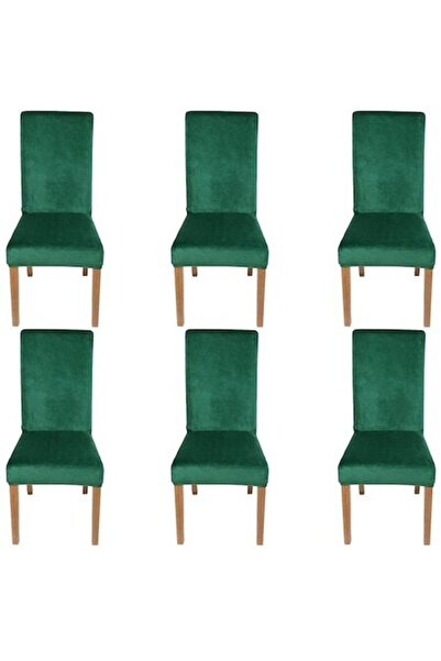 ElastiX Set 6 huse pentru scaun, marime universala, din Catifea, Verde Smarald