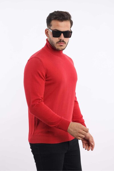 rugatchi Men's Turtleneck Knit Sweater — 100% Cotton, Classic