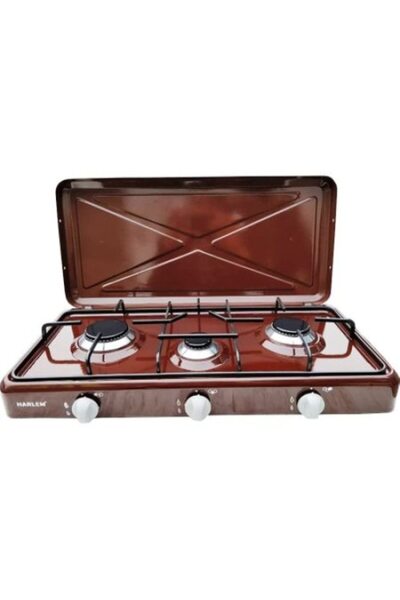 HARLEM Gas Stove Enamelled with 3 Burners - Brown
