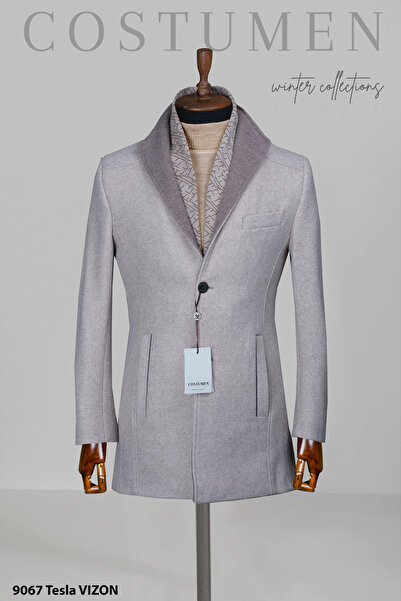 Costumen Erkek Slim Fit Kaban Çıkarılabilir İç Şal Detaylı
