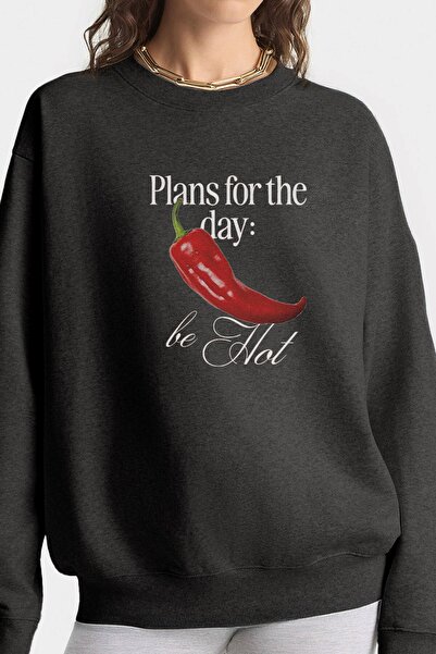 The Champ Clothing Γυναικείο Oversize Φούτερ Be Hot Με Εκτύπωση Φούξια Μελάνζ – Στρογγυλή Λαιμόκοψη, 3 Νήματα Φλίς