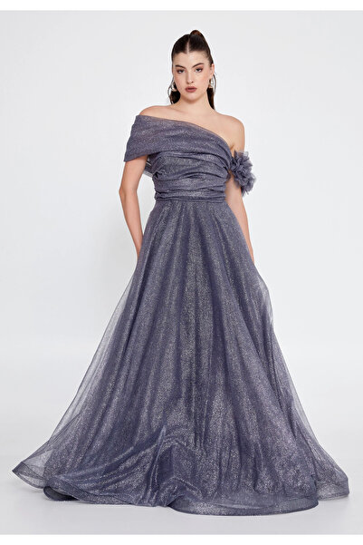 1way فستان سهره طويل بكتف واحد مكشوف