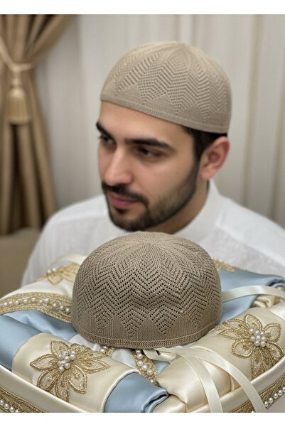 Dantelux Takke tricotat (Takke pentru mire) - Cadou Hajj&Umrah - Bej