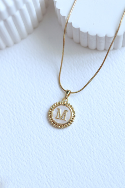 DHARMONYCO Çelik Gold Vintage M Harfi Kolye
