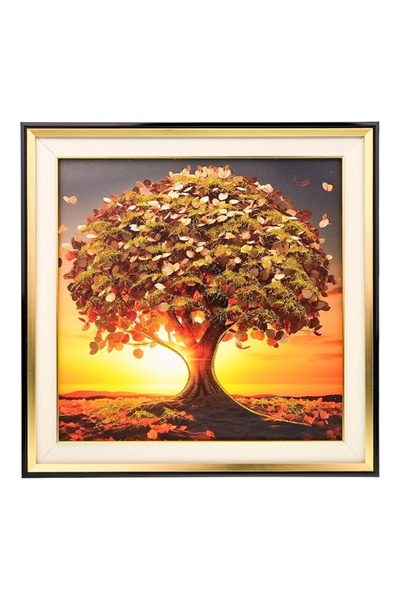 velve Tablou decorativ cu rama minimalista, Stejar Vara, 48x48 cm