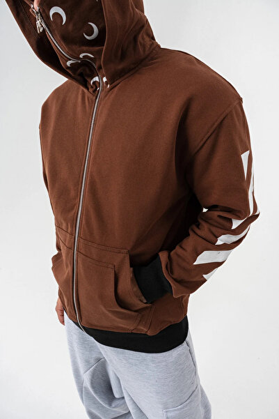 go gang own Moonknight Maske Detay Fermuarlı Суитшърт с качулка