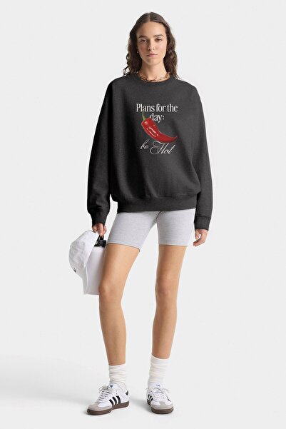 The Champ Clothing Γυναικείο Oversize Φούτερ Be Hot Με Εκτύπωση Φούξια Μελάνζ – Στρογγυλή Λαιμόκοψη, 3 Νήματα Φλίς