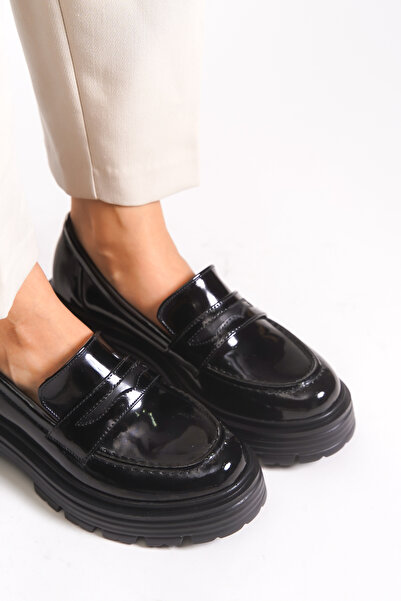 Riccon Women's Casual Loafer Shoes 0012920 Black Patent Leather