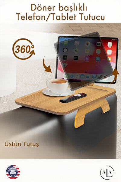alastore Koltuk Tepsisi Kol Tepsi Yan Sehpa Telefon Tutucu Kanepe Kol Dayanağı Sehpası Ahşap