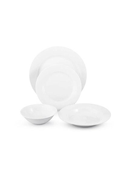 ORIAN 24-piece pure white porcelain dinner set