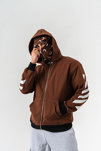 go gang own Moonknight Maske Detay Fermuarlı Суитшърт с качулка