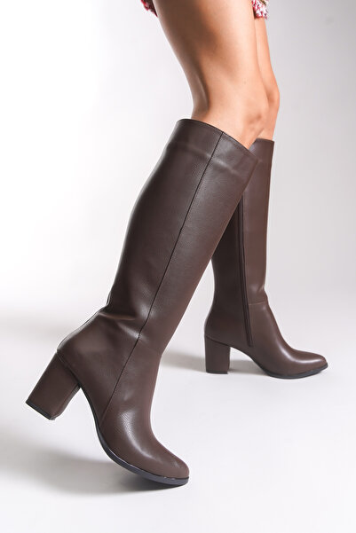 Riccon Γυναικείες μπότες κάτω από το γόνατο 0012500 Καφέ δέρμα