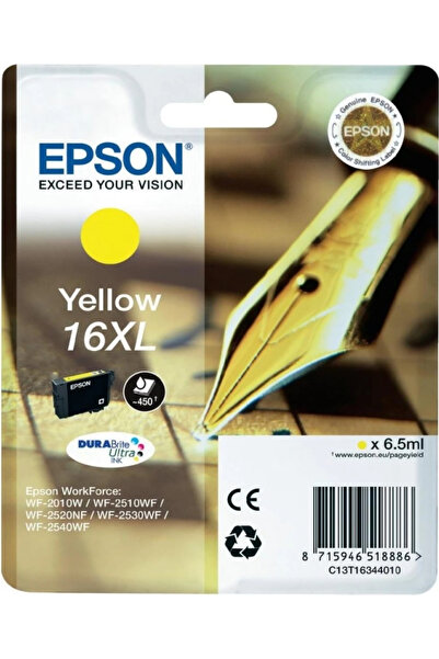 EPSON Original Yellow Ink Cartridge T1634 for WF2540 (green stamp 0.15 lei) C13T16344010