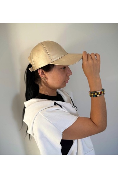 rushana Γνήσιο δερμάτινο καπέλο unisex με ρυθμιζόμενο κορδόνι πίσω με βάση Ve...