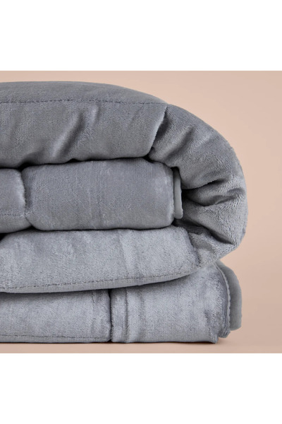 Penelope Single Double-Sided Welsoft Quilt Gray 155X215 cm - Velour Series