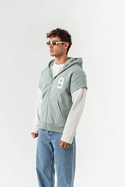 go gang own Φούτερ με κουκούλα Patriot 9 Premium με δερμάτινη λεπτομέρεια και φερμουάρ