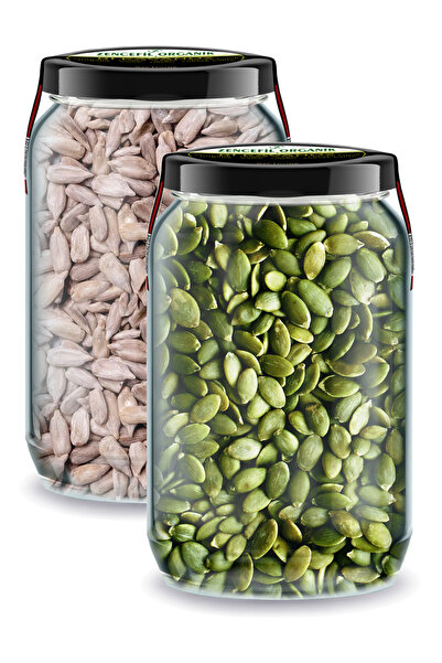 Zencefil Organik Kabak Çekirdeği İçi + Ay Çekirdeği İçi Bi Kavanoz 660 CC'lik...