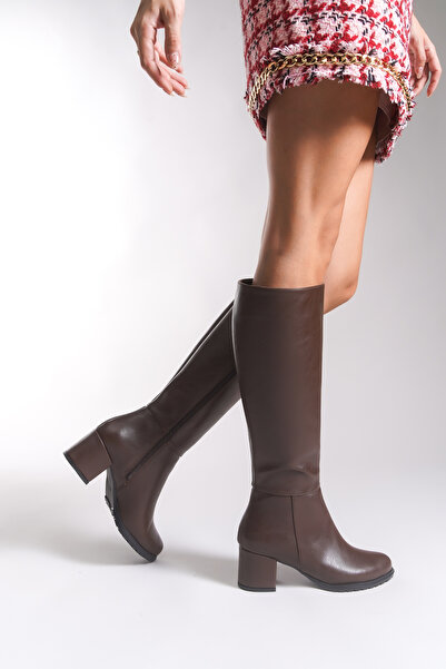 Riccon Dámské kozačky pod kolena 0012504 hnědá kůže