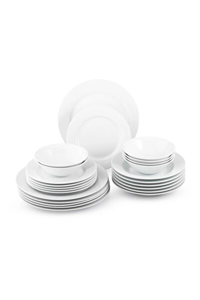 ORIAN 24-piece pure white porcelain dinner set