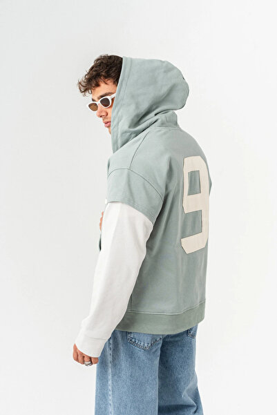 go gang own Φούτερ με κουκούλα Patriot 9 Premium με δερμάτινη λεπτομέρεια και φερμουάρ