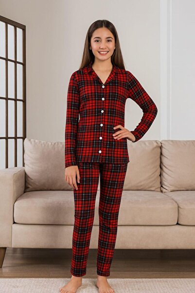 Pemilo Set pijama din piele intoarsa pentru fete 15293 cu guler MAROON