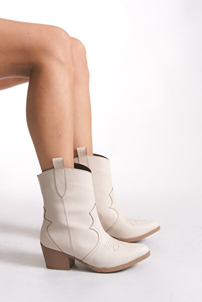 Riccon Kadın Kısa Western Çizme 0012900 Ten Cilt