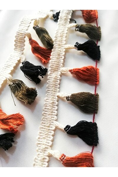 ALTAY AKSESUAR Beyaz Kahve Renk Püskül Saçak