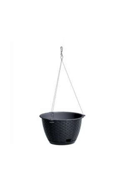 Prosperplast Decorative Flower Pot with Chain, Round, Anthracite, 24.316 cm, Ratolla Round WS