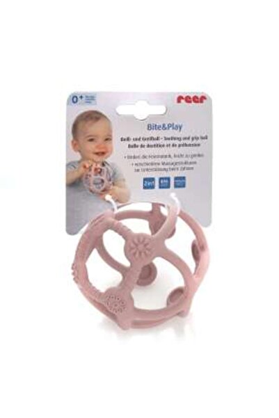 reer Teething Toy and Ball 2in1, Silicone, Pink, 0 Months+, Bite&Play 79284