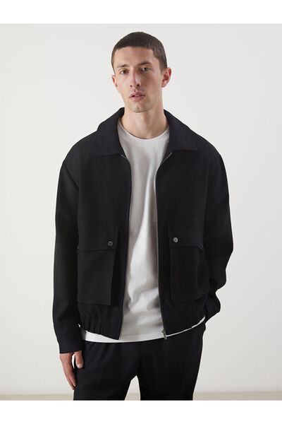 LC Waikiki Black Standard Fit Shirt Collar Men's Coat