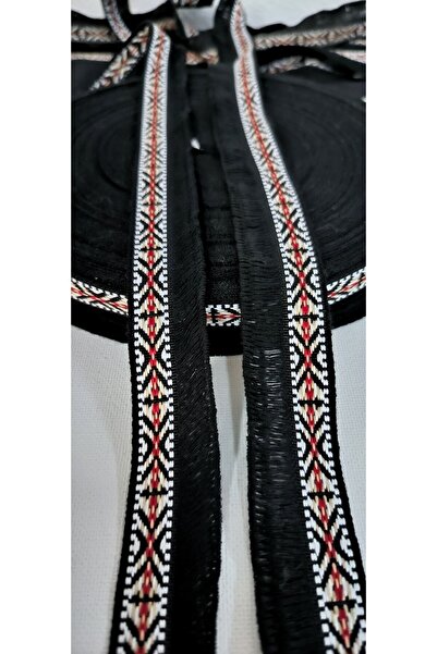 ALTAY AKSESUAR هامش شرابة أسود اللون مع شريط عرقي ملون