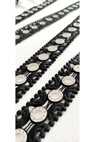 ALTAY AKSESUAR Siyah Kuş Gözlü Taşlı Şerit