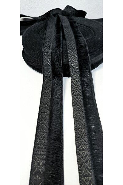 ALTAY AKSESUAR SİYAH ETNİK DESENLİ SİYAH PÜSKÜLLÜ SAÇAK ŞERİT