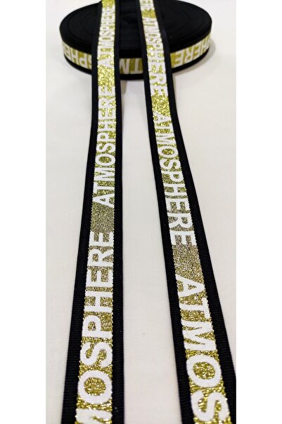 ALTAY AKSESUAR شريط منسوج مكتوب عليه 'أتموسفير' باللون الأسود والأصفر اللامع