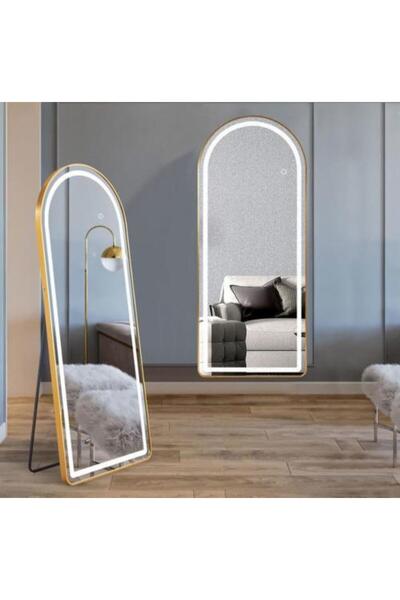 Hero Gold Long Mirror with LED Light and Stand, 160x60 cm