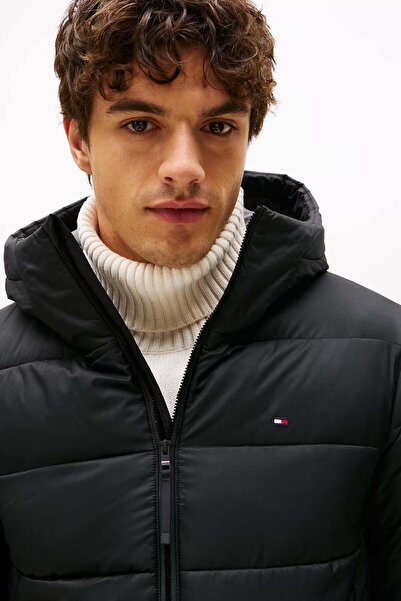 Tommy Hilfiger Erkek Mid Weight Kapüşonlu Jacket Mont - Siyah