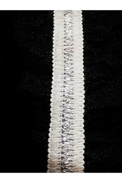 ALTAY AKSESUAR شريط محبوك أبيض فضي لامع